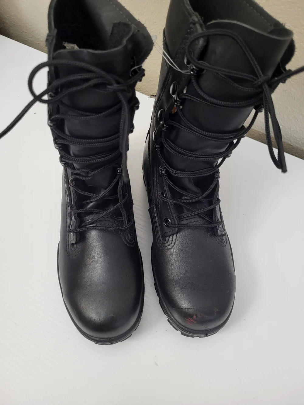 Bates Dura Shocks Boots Youth Big Kid Size 4 Black Lace Up Steel Toe